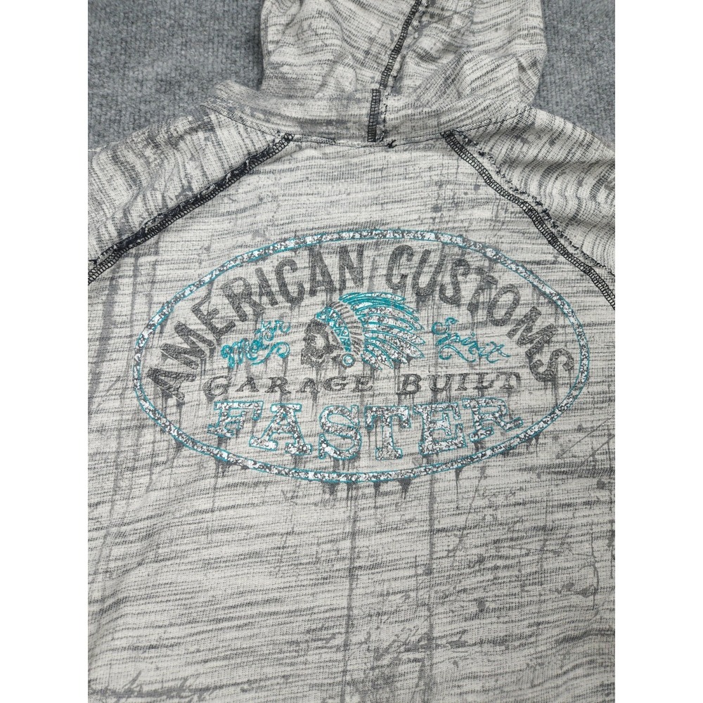 Freedom Tribe Reversible Sweatshirt Men's XXL Gray Graphic Motor Club Y2K - Picture 11 of 16